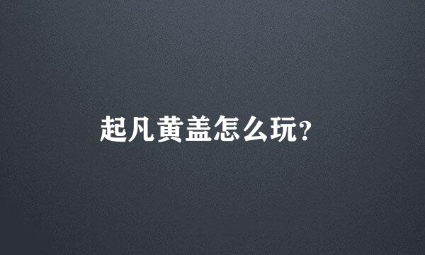 起凡黄盖怎么玩？