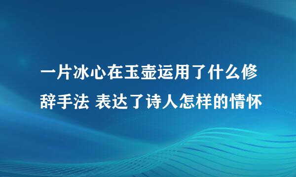 一片冰心在玉壶运用了什么修辞手法 表达了诗人怎样的情怀