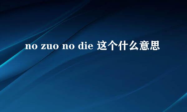 no zuo no die 这个什么意思