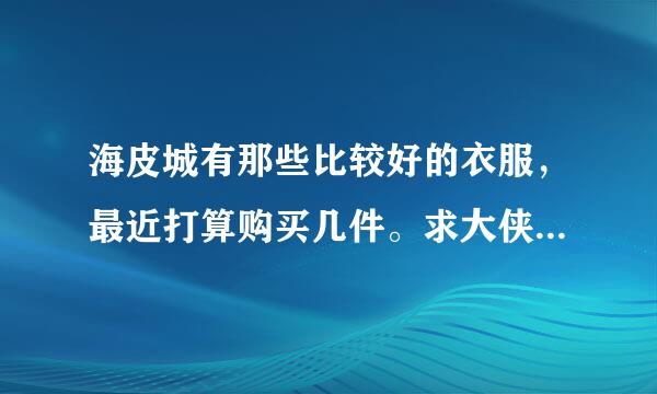 海皮城有那些比较好的衣服，最近打算购买几件。求大侠介绍下，谢谢了