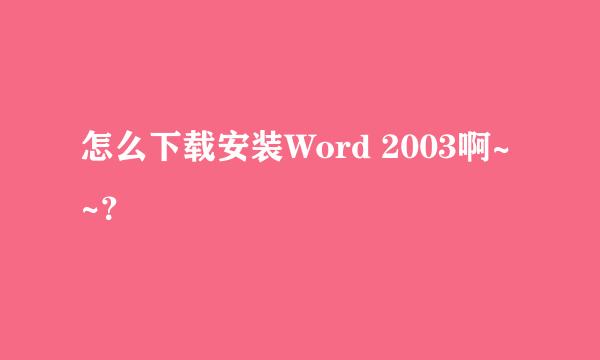 怎么下载安装Word 2003啊~~？