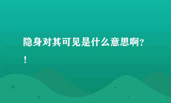 隐身对其可见是什么意思啊？！