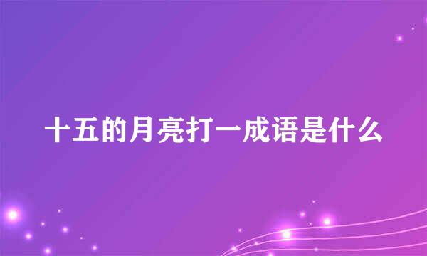 十五的月亮打一成语是什么