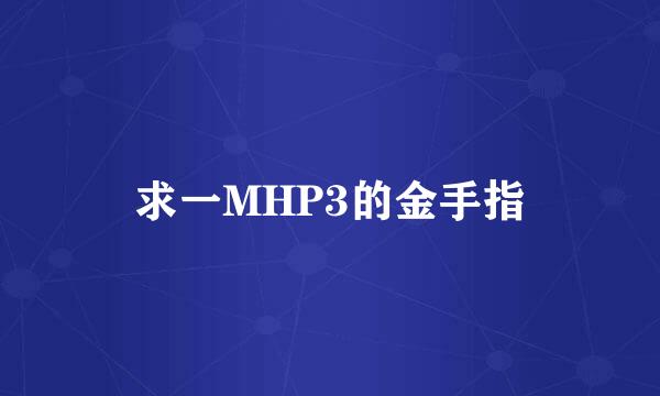 求一MHP3的金手指