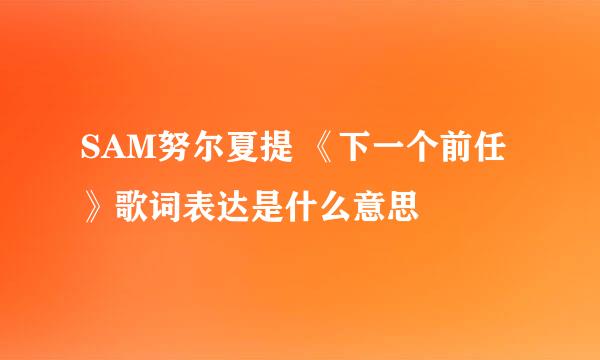 SAM努尔夏提 《下一个前任》歌词表达是什么意思