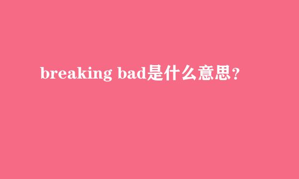 breaking bad是什么意思？