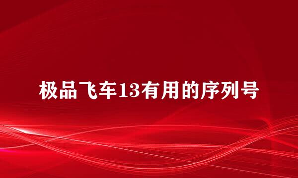 极品飞车13有用的序列号