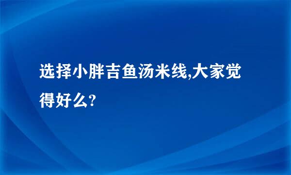 选择小胖吉鱼汤米线,大家觉得好么?