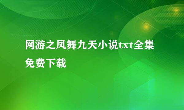 网游之凤舞九天小说txt全集免费下载