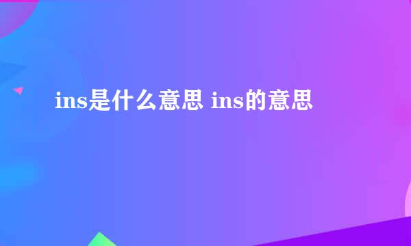 ins是什么意思 ins的意思