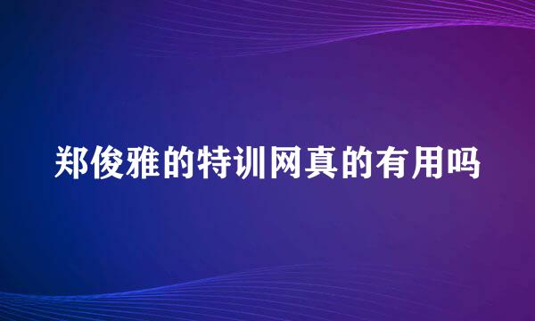 郑俊雅的特训网真的有用吗