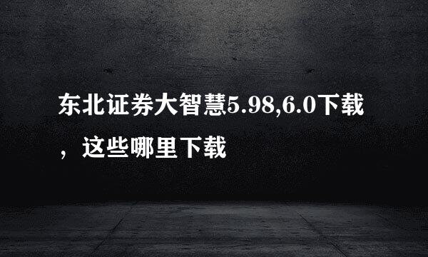 东北证券大智慧5.98,6.0下载，这些哪里下载