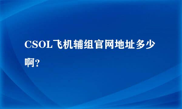 CSOL飞机辅组官网地址多少啊？