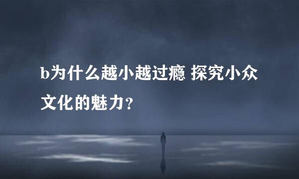 b为什么越小越过瘾 探究小众文化的魅力？