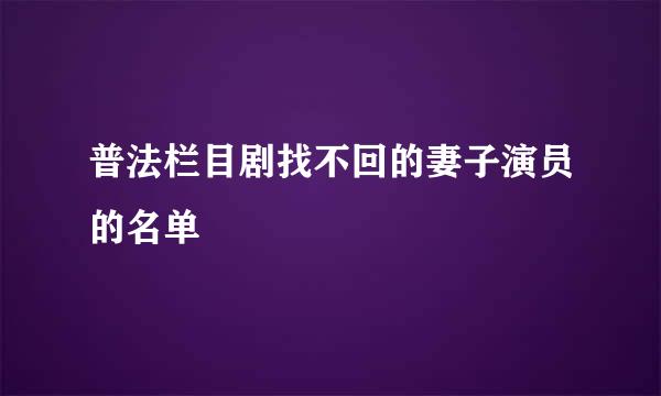 普法栏目剧找不回的妻子演员的名单