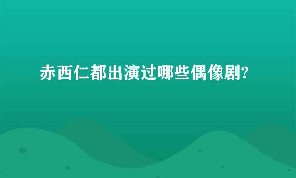 赤西仁都出演过哪些偶像剧?