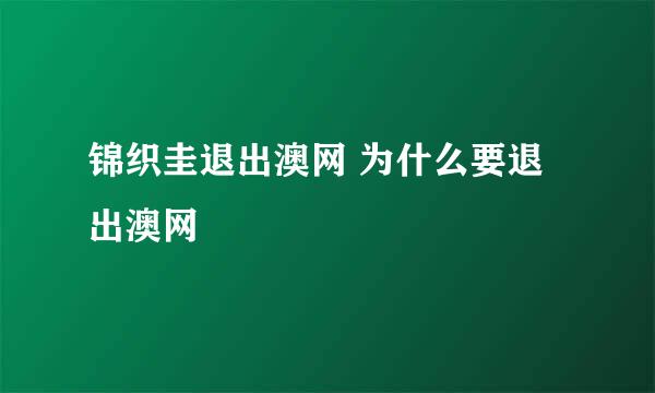 锦织圭退出澳网 为什么要退出澳网