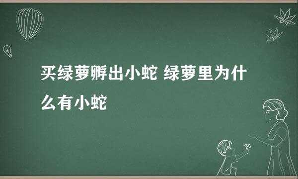 买绿萝孵出小蛇 绿萝里为什么有小蛇