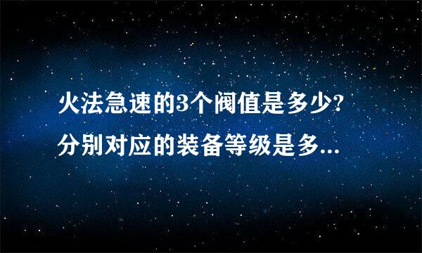 火法急速的3个阀值是多少? 分别对应的装备等级是多少? 所带来的效果又是怎么样的?