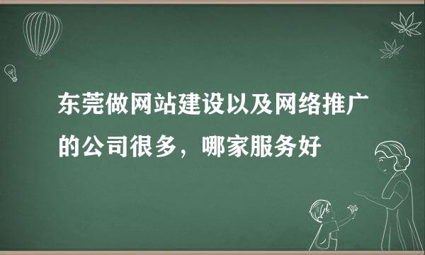 东莞做网站建设以及网络推广的公司很多，哪家服务好