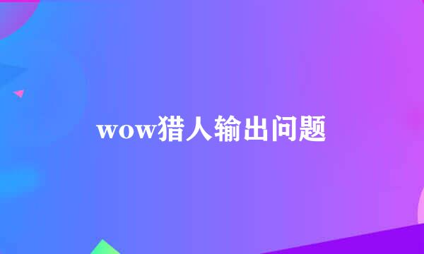 wow猎人输出问题