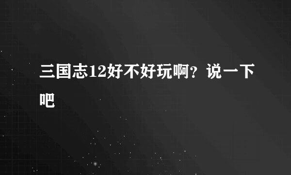 三国志12好不好玩啊？说一下吧