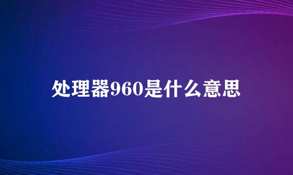 处理器960是什么意思