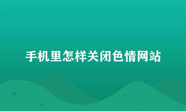 手机里怎样关闭色情网站