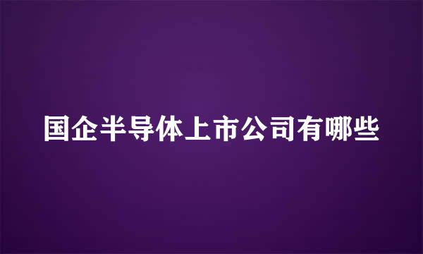 国企半导体上市公司有哪些