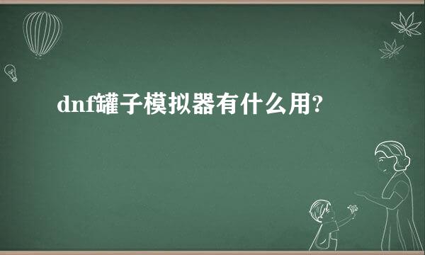 dnf罐子模拟器有什么用?