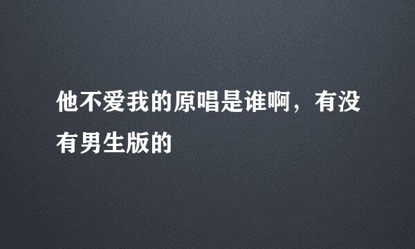 他不爱我的原唱是谁啊，有没有男生版的