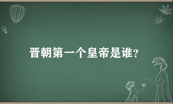 晋朝第一个皇帝是谁？