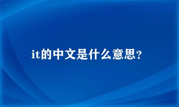 it的中文是什么意思？