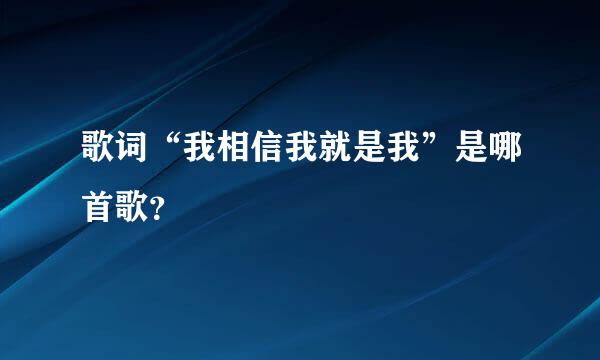 歌词“我相信我就是我”是哪首歌？