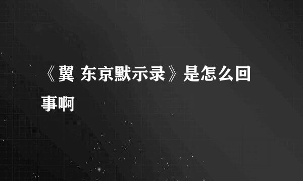 《翼 东京默示录》是怎么回事啊