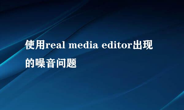 使用real media editor出现的噪音问题