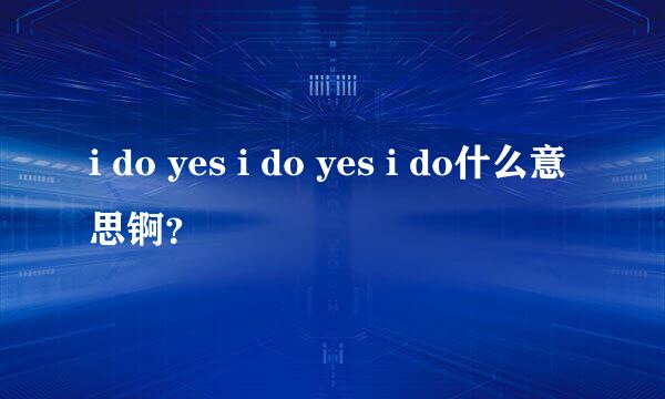 i do yes i do yes i do什么意思锕？