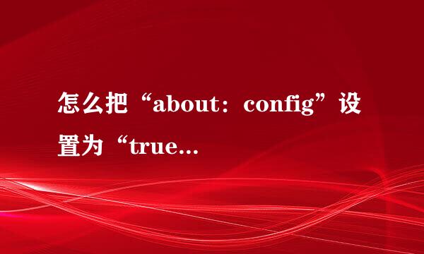 怎么把“about：config”设置为“true”？如题 谢谢了