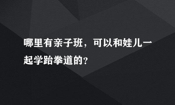 哪里有亲子班，可以和娃儿一起学跆拳道的？