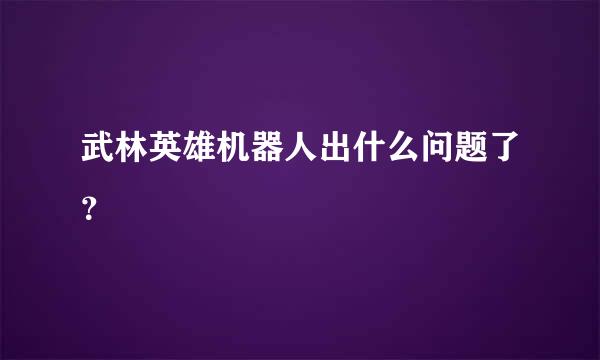 武林英雄机器人出什么问题了？