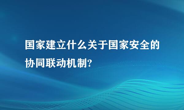 国家建立什么关于国家安全的协同联动机制?