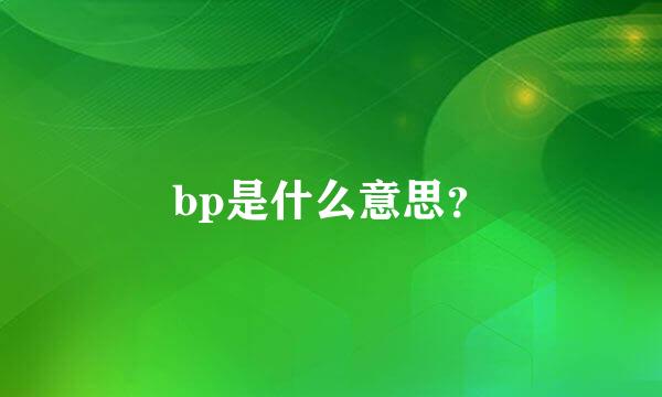 bp是什么意思？