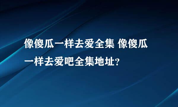 像傻瓜一样去爱全集 像傻瓜一样去爱吧全集地址？