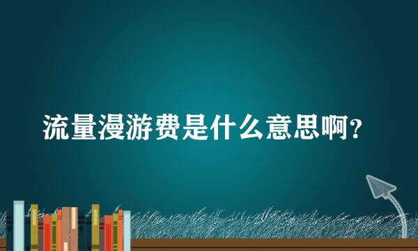 流量漫游费是什么意思啊？