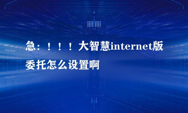 急：！！！大智慧internet版委托怎么设置啊