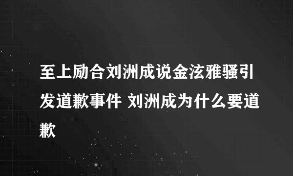 至上励合刘洲成说金泫雅骚引发道歉事件 刘洲成为什么要道歉