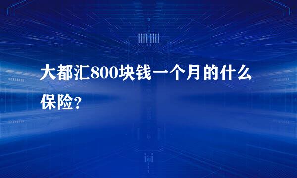 大都汇800块钱一个月的什么保险？