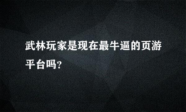 武林玩家是现在最牛逼的页游平台吗？