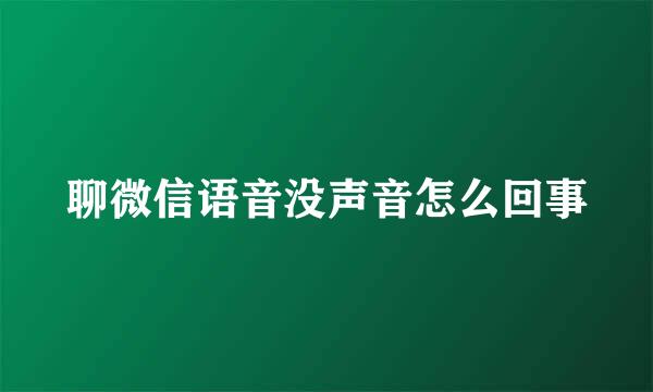 聊微信语音没声音怎么回事