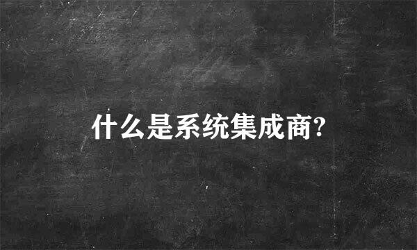 什么是系统集成商?